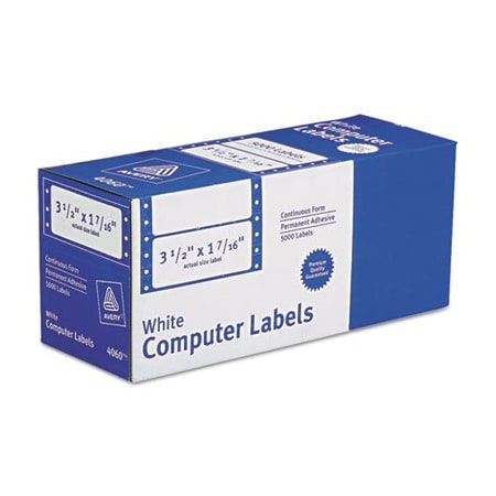 Avery Dennison Avery, DOT MATRIX PRINTER MAILING LABELS, PIN-FED PRINTERS, 1.44 X 3.5, WHITE, 5,000/BOX 4060